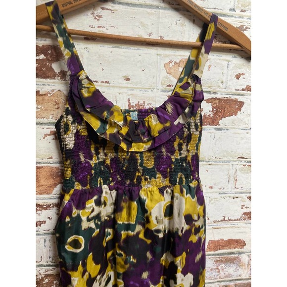 Anthropologie Maeve Pure Silk Giverny Watercolor Smocked Bodice Floral Dress - Picture 6 of 10